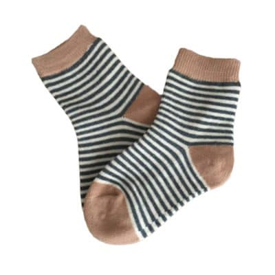 Παιδικές κάλτσες με άσπρο, καφέ και λεπτή ρίγα μπλε