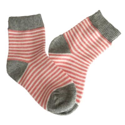 Παιδικές κάλτσες  με άσπρο, γκρι και λεπτή ρίγα ροζ